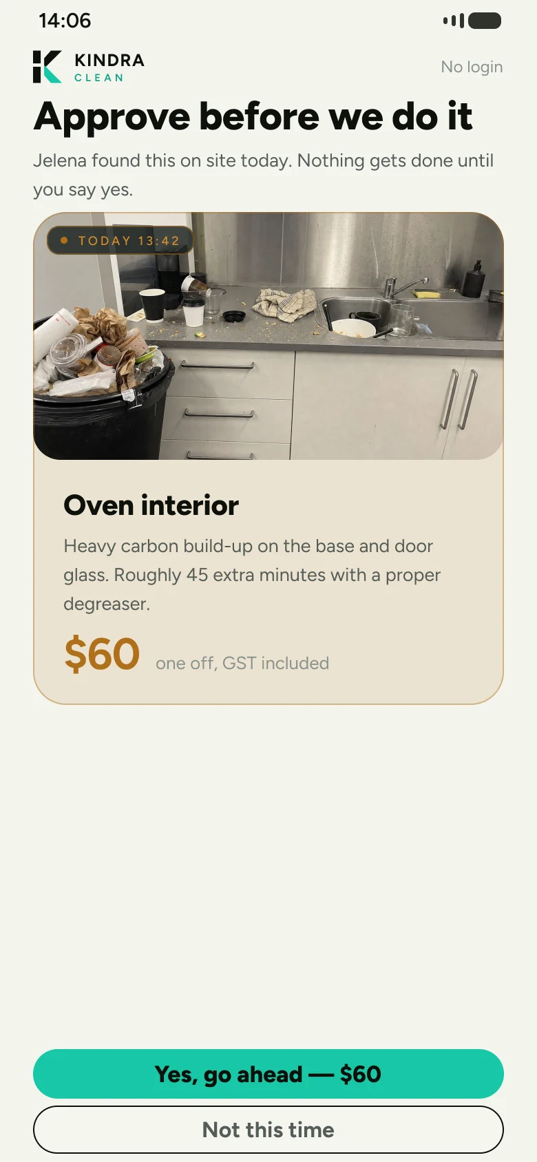 Client approves an extra